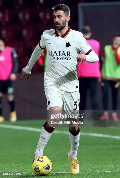 Leonardo Spinazzola of AS Roma in action ,during the Serie A match between Benevento Calcio and AS Roma at Stadio Ciro Vigorito on February 21, 2021...