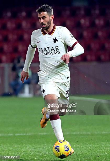 Leonardo Spinazzola of AS Roma in action ,during the Serie A match between Benevento Calcio and AS Roma at Stadio Ciro Vigorito on February 21, 2021...