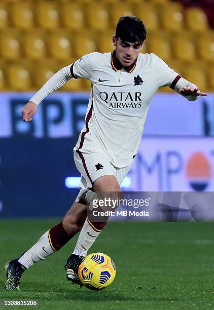 Gonzalo Villar of AS Roma in action ,during the Serie A match between Benevento Calcio and AS Roma at Stadio Ciro Vigorito on February 21, 2021 in...