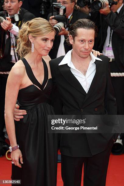 Anne Consigny and Mathieu Amalric attend the "Un Conte de Noel" premiere at The Palais during the 61st Cannes International Film Festival on May 16,...