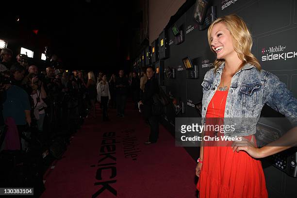 Actress Amber Borycki arrives at the T-Mobile Sidekick LX launch event at Paramount Studios, one of 6 simultaneous launch events celebrating the new...