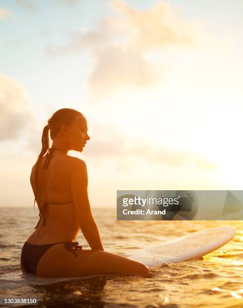 junge surferin - hot model indonesia stock-fotos und bilder