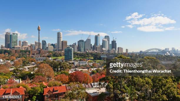 photography of sydney skyline cityscape, suburb and houses. - sydney stock pictures, royalty-free photos & images