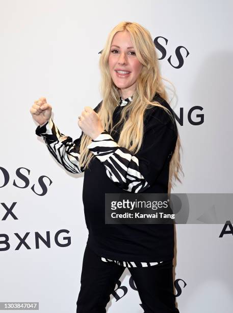 Ellie Goulding attends the unveiling of the new BOSS x Anthony Joshua Collection on February 24, 2021 in London, England.