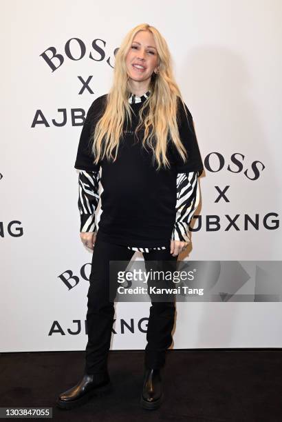 Ellie Goulding attends the unveiling of the new BOSS x Anthony Joshua Collection on February 24, 2021 in London, England.