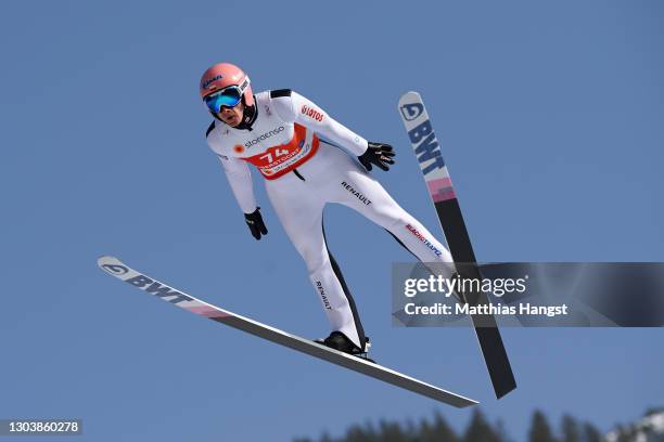 Dawid Kubacki of Poland jumps during the Men's Ski Jumping Normal Hill Individual Training at the FIS Nordic World Ski Championships Oberstdorf on...