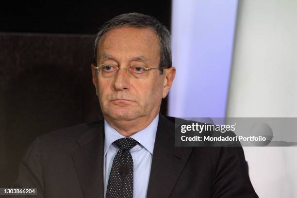 Antonio Catricalà, undersecretary to the Prime Minister, at the end of the press conference of the Council of Ministers at Palazzo Chigi. Rome ,...