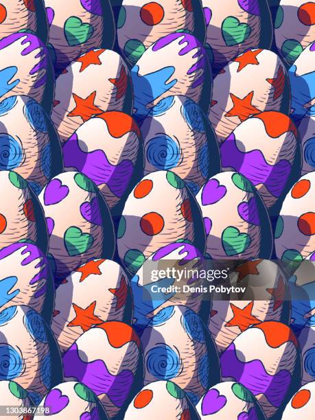vector seamless illustration - painted easter eggs. - wallpapering decorating stock illustrations