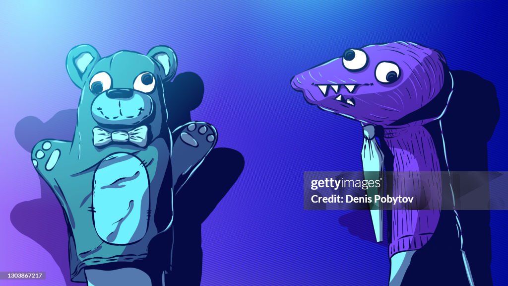 Funny vector illustration - Glove dolls.