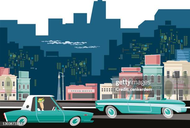 car and city - auto driving smart car stock illustrations