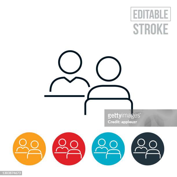 job interview thin line icon - editable stroke - two people icon stock illustrations