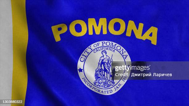 Pomona city flag, California, United States of America. 3d illustration