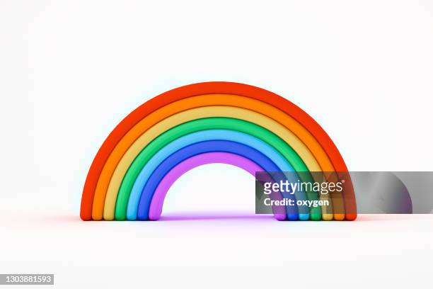 rainbow colorful 3d render on white background - rainbow icon foto e immagini stock
