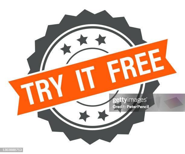 try it free - stamp, imprint, banner, label, ribbon template. vector stock illustration - try something stock illustrations