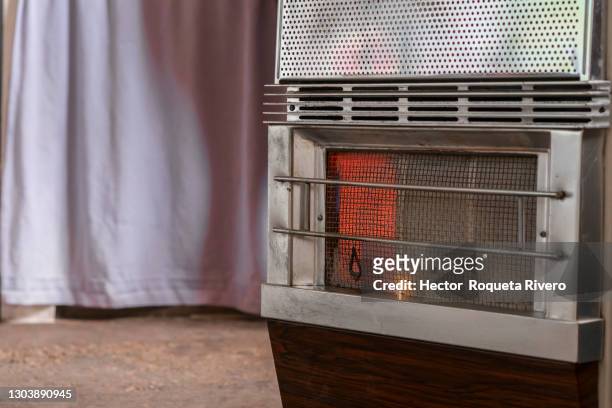 retro style butane heating in old house, space for text, energy saving concept - electric heater stock pictures, royalty-free photos & images