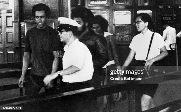 Huey Newton , a Black Panther Party leader awaiting trial on a voluntary manslaughter charge, arrived here, September 27th, and crossed the border...