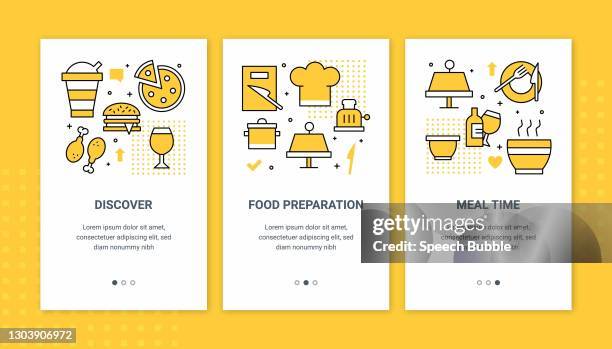 flat icon design for restaurant related mobile applications. ux, ui design vector illustration. - pizza pattern stock illustrations