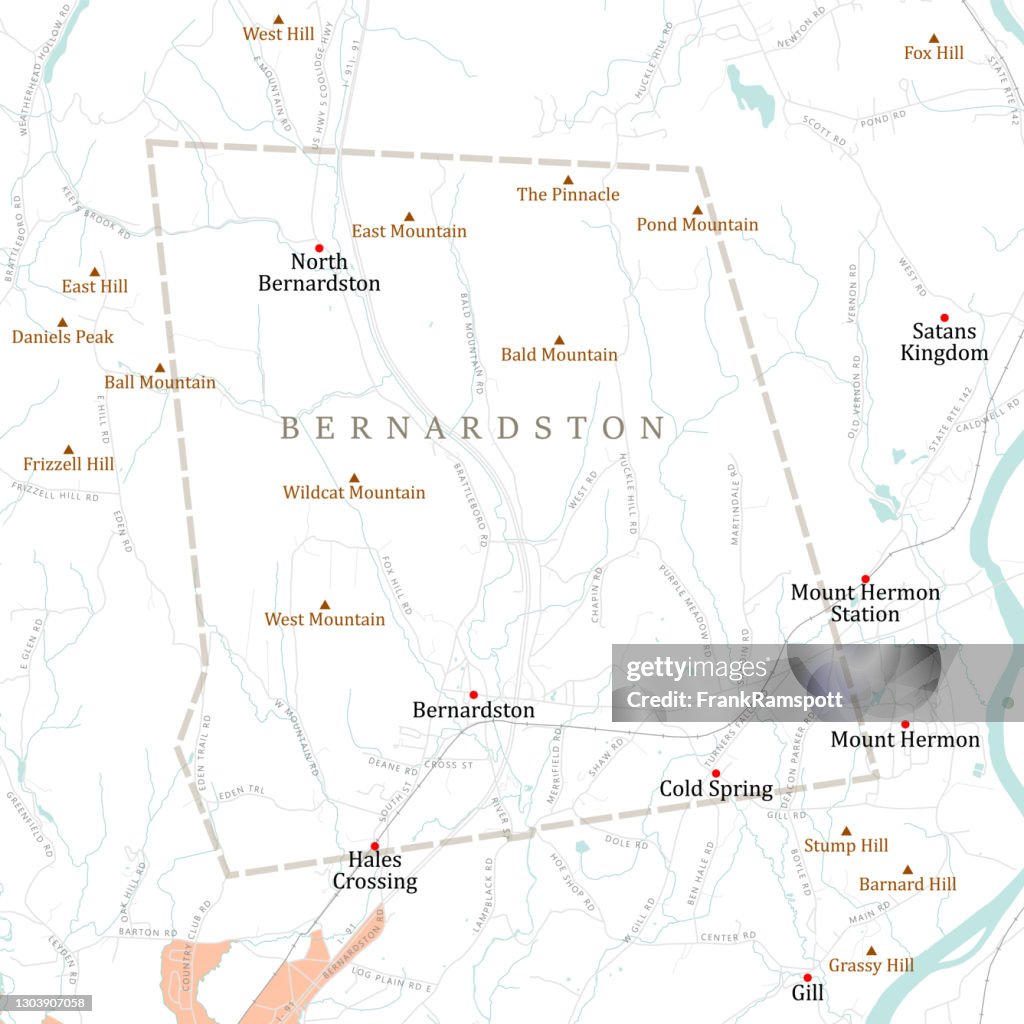 MA Franklin Bernardston Vector Road Map