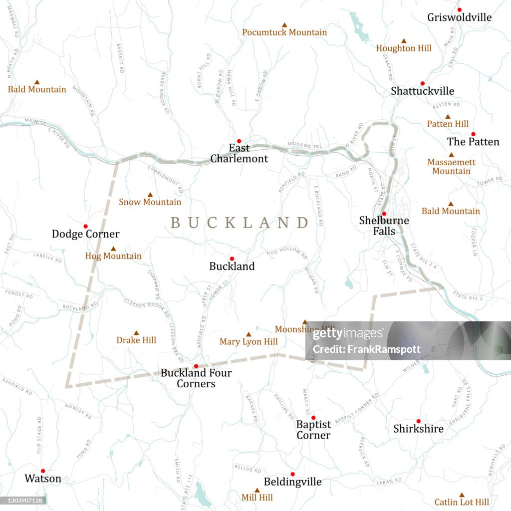 MA Franklin Buckland Vektor Straßenkarte
