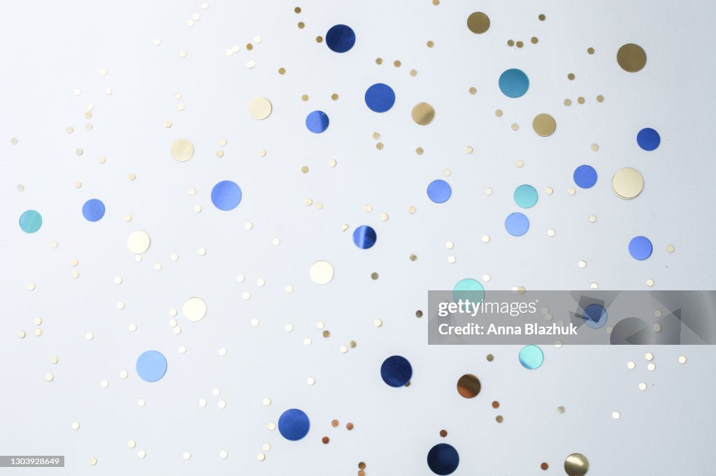 Glittering golden and blue glowing shiny decoration background for holidays, New Year and Christmas