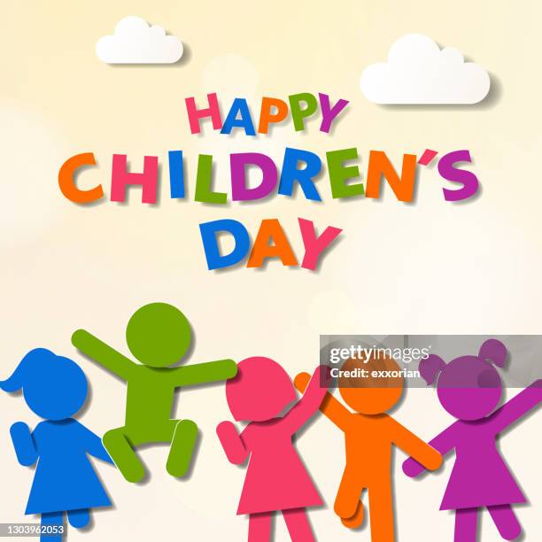 happy children’s day - five people icon stock illustrations