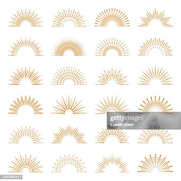 geometric sunburst set - half full stock illustrations
