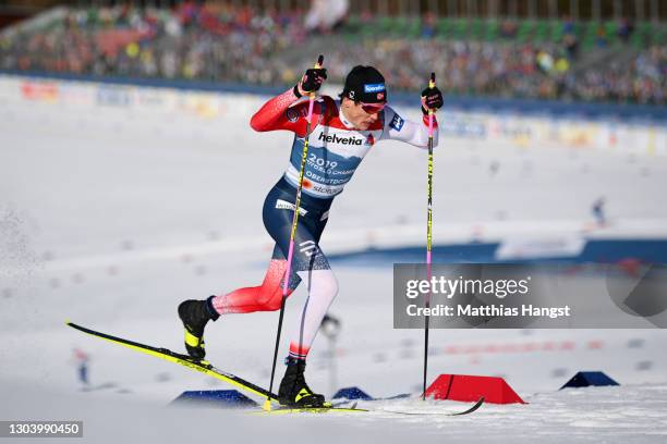 Johannes Hoesflot Klaebo of Norway competes during the Men's Cross Country SP C Qual at the FIS Nordic World Ski Championships Oberstdorf at Cross...