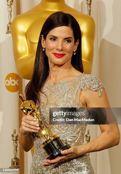 Actress Sandra Bullock, winner for Best Actress for "The Blind Side" poses in the press room at the 82nd Annual Academy Awards held at the Kodak...