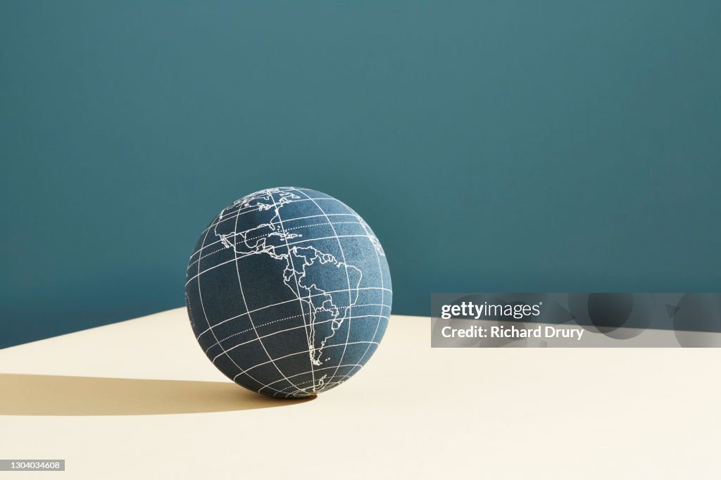 A world globe showing the americas