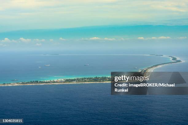 aerial view, atoll, tuvalu, south pacific - tuvalu stock pictures, royalty-free photos & images