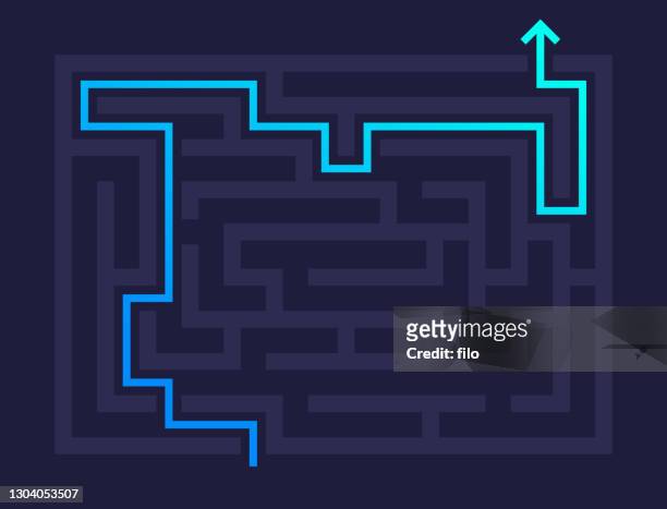 maze solution - maze solution stock illustrations