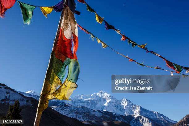 the road to upper mustang - nepal flag stock pictures, royalty-free photos & images