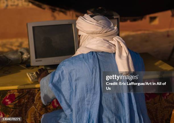 Tuareg man using a computer, Tripolitania, Ghadames, Libya on October 29, 2007 in Ghadames, Libya.