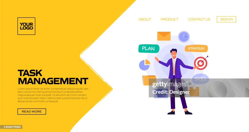 Task. Let Banner Task Management Concept Vector Illustration For Landing Page Template ...
