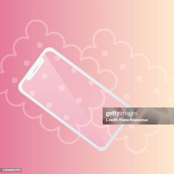 smartphone on an colored abstract background. - computer mockup white background stock illustrations