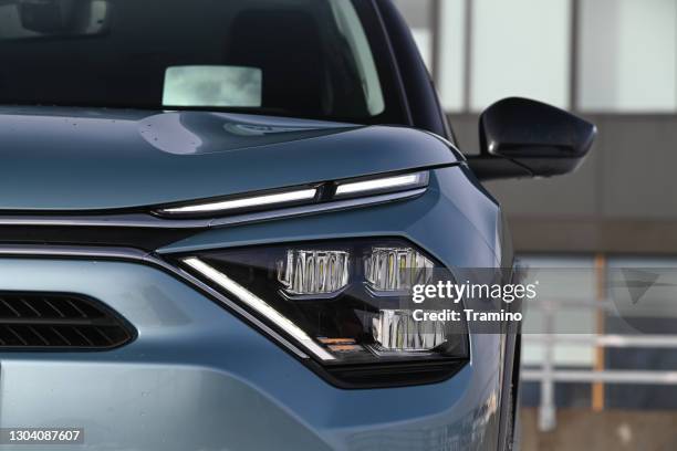 led headlight with blinker in a car - car blinker stock pictures, royalty-free photos & images