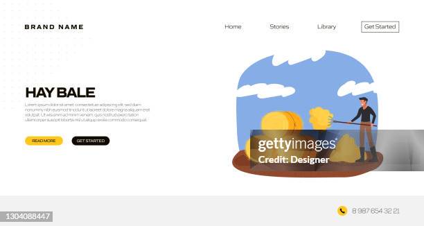 hay bale concept vector illustration for landing page template, website banner, advertisement and marketing material, online advertising, business presentation etc. - casting net stock illustrations