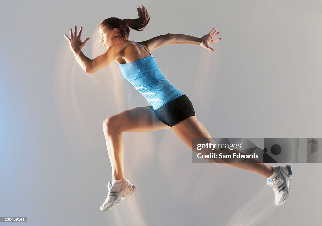 Blurred view of athlete running