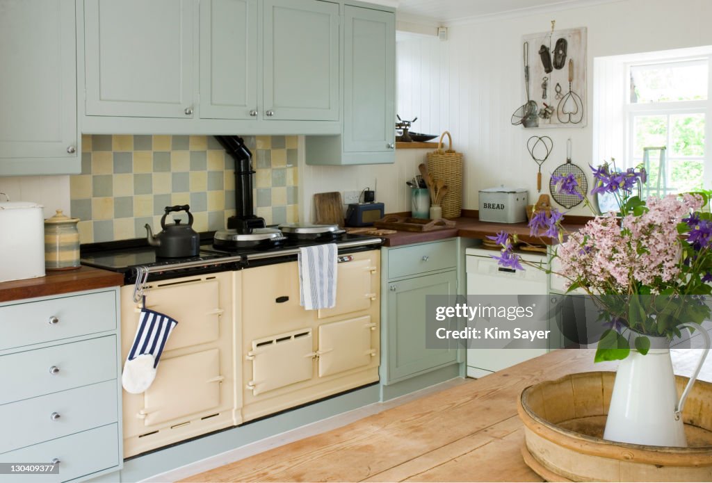 Old-fashioned stove in kitchen