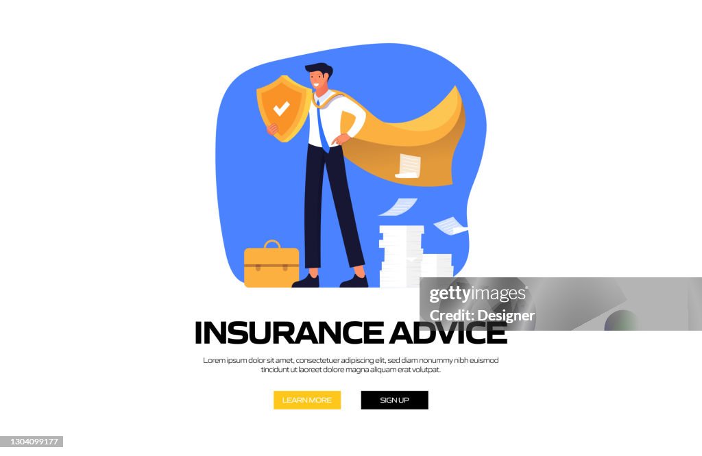 Insurance Advice Concept Vector Illustration for Website Banner, Advertisement and Marketing Material, Online Advertising, Business Presentation etc.
