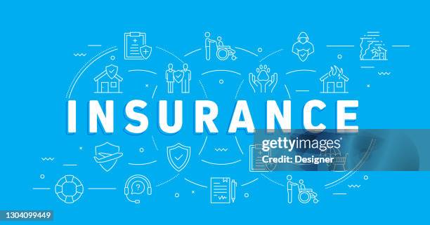 insurance and protection related modern line style vector illustration - block form stock illustrations