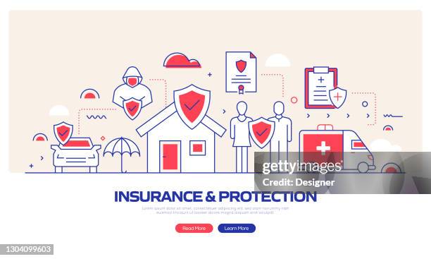 Insurance Sector Vector Insurance And Protection Related Modern Line Style Vector Illustration ...