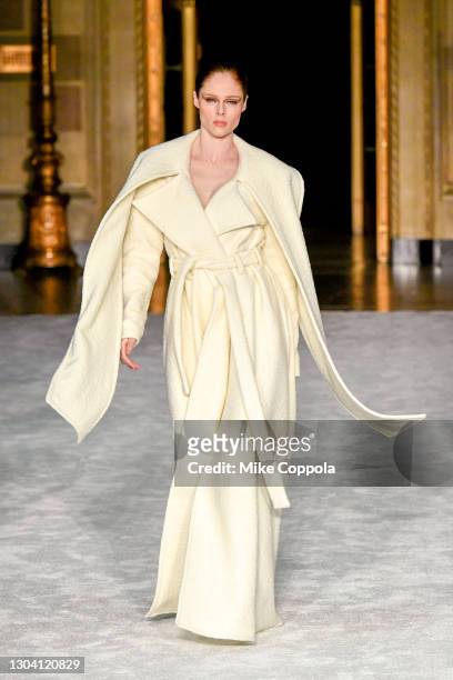 Coco Rocha walks the runway during the Christian Siriano FW2021 NYFW Show at Gotham Hall on February 25, 2021 in New York City.