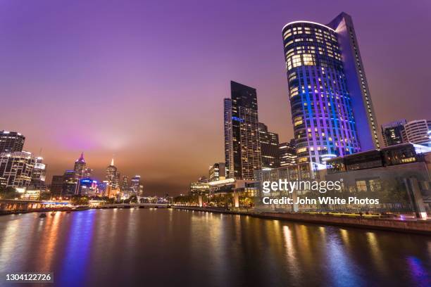 central business district of melbourne on the banks of the yarra river. victoria. australia. - river yarra stock pictures, royalty-free photos & images