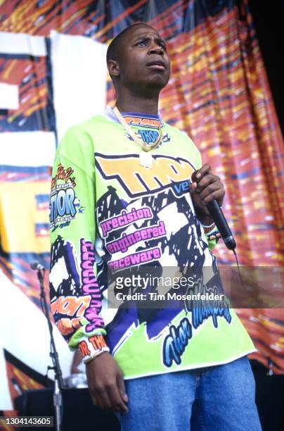 Doug E. Fresh performs during KMEL Summer Jam at Shoreline Amphitheatre on August 11, 1995 in Mountain View, California.
