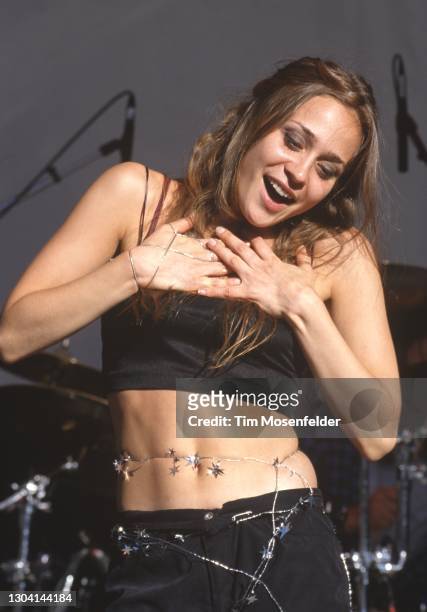 Fiona Apple performs during Live 105's BFD at Shoreline Amphitheatre on June 13, 1997 in Mountain View, California.