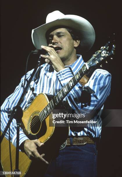 George Strait performs at San Jose Arena on April 24, 1994 in San Jose, California.