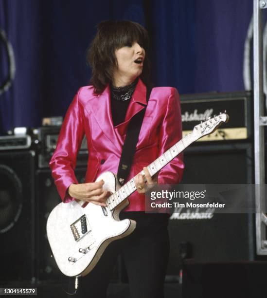 Chrissie Hynde of The Pretenders performs during the Lilith Fair at Shoreline Amphitheatre on July 14, 1999 in Mountain View, California.