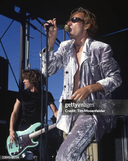 Vinnie Dombroski of Sponge performs during Lollapalooza at Spartan Stadium on August 2, 1996 in San Jose, California.