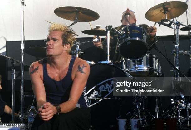 Mark McGrath of Sugar Ray performs Shoreline Amphitheatre on September 13, 1997 in Mountain View, California.